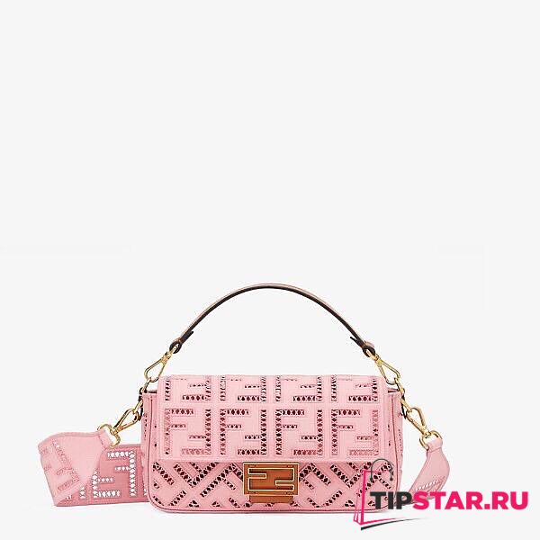 FENDI BAGUETTE Pink Canvas Bag With Embroidery 8BR600AF2VF1DST  - 1