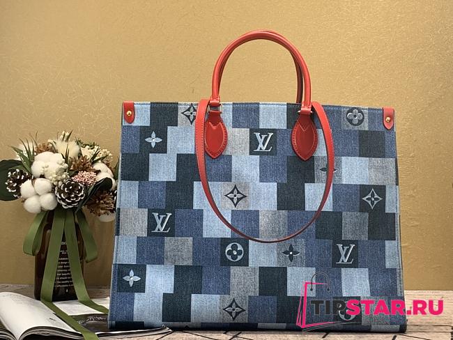 LV Original Single Monogram Element Vertical And Horizontal Interwoven Denim 7 - 1