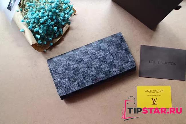 LV Tri-Fold Wallet Black Grid  - 1