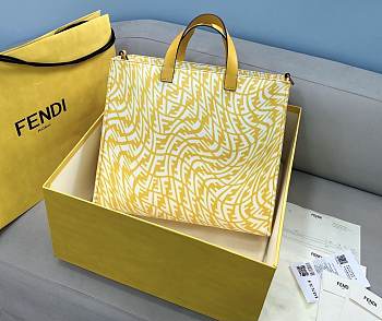 FENDI Shopper Glazed Canvas Bag (Yellow) 8BH357AFP4F1EEC