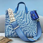 FENDI Shopper Glazed Canvas Bag (Blue) 8BH357AFP4F1EED  - 1