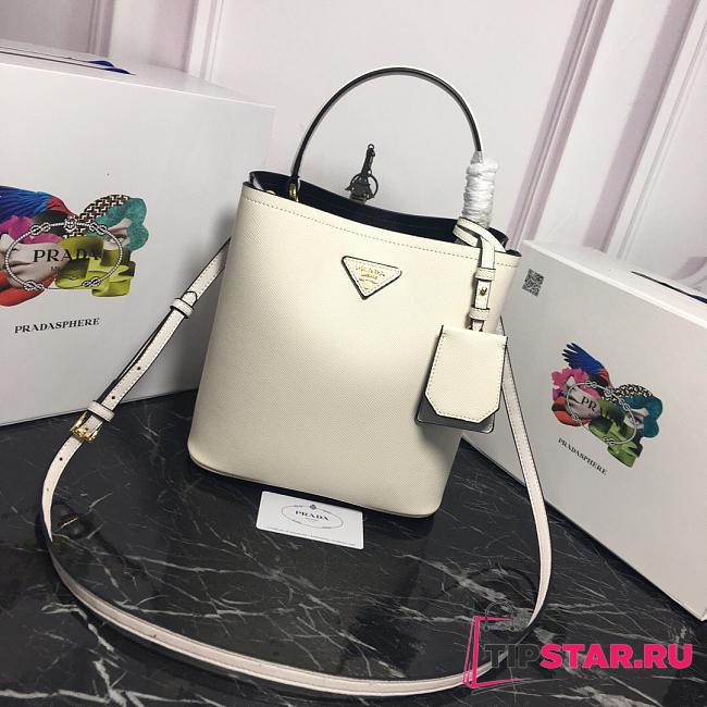 Prada Medium Saffiano Leather Prada Panier Bag (White) 1BA212_2ERX_F0G3Z_V_OOO - 1