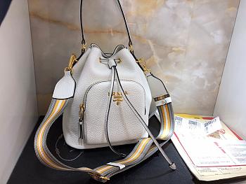 Prada Leather Bucket Bag (White) 1BE030 