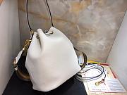 Prada Leather Bucket Bag (White) 1BE030  - 5