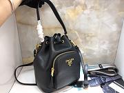 Prada Leather Bucket Bag (Black) 1BE030 - 6