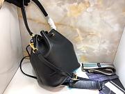 Prada Leather Bucket Bag (Black) 1BE030 - 4