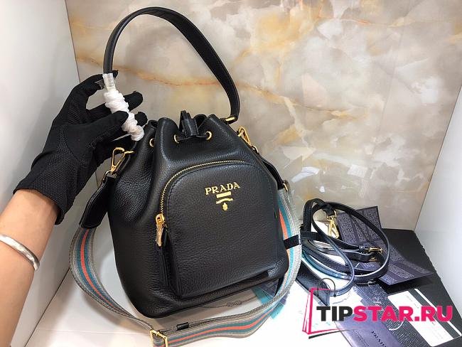 Prada Leather Bucket Bag (Black) 1BE030 - 1