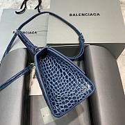 Balenciaga Hourglass Small Top Handle Bag (Crocodile Blue) 23cm   - 6