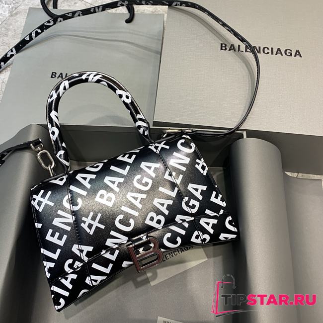 Balenciaga Hourglass Small Top Handle Bag (Cow Logo) 23cm  - 1