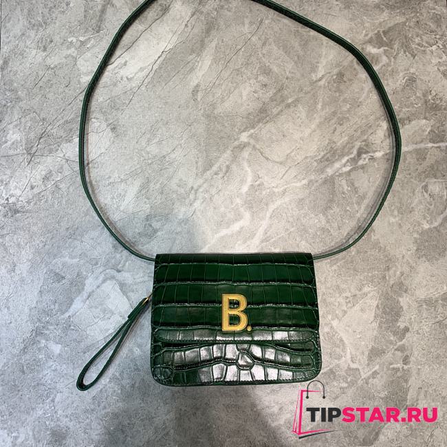 Balenciaga Women's B. Small Bag Shiny Crocodile (Green) 592898  - 1
