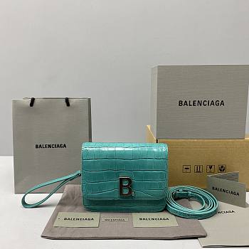 Balenciaga B Bag Small Square Bag (Crocodile Blue) 92951 