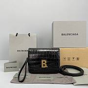 Balenciaga B Bag Small Square Bag (Crocodile Black) 92951  - 1