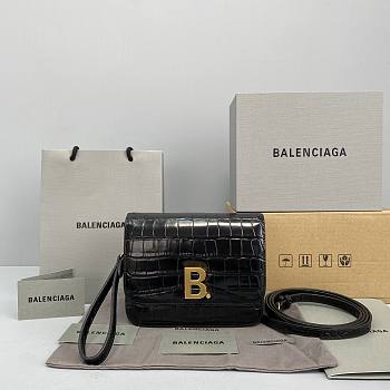 Balenciaga B Bag Small Square Bag (Crocodile Black) 92951 