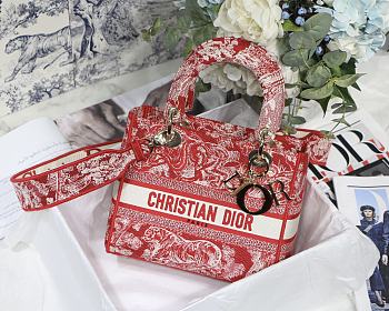 Dior Medium Lady D-Lite Toile de Jouy Reverse Embroidery Bag (Raspberry) M0565ORGO_M929 
