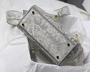Dior Medium Lady D-Lite Toile de Jouy Reverse Embroidery Bag (Gray) M0565ORGO_M932 - 6
