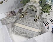 Dior Medium Lady D-Lite Toile de Jouy Reverse Embroidery Bag (Gray) M0565ORGO_M932 - 4