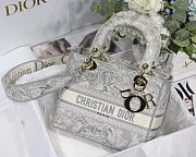 Dior Medium Lady D-Lite Toile de Jouy Reverse Embroidery Bag (Gray) M0565ORGO_M932 - 1