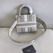 Dior Medium Lady D-Lite D-Stripes Embroidery Bag (Gray)   - 5