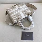 Dior Medium Lady D-Lite D-Stripes Embroidery Bag (Gray)   - 6