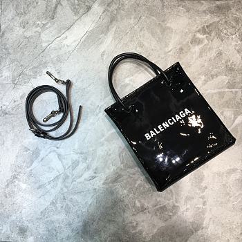 Balenciaga Women's Shopping XXS North South Tote Bag (Pattern Leather Black) 