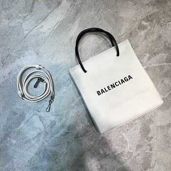 Balenciaga Women's Shopping XXS North South Tote Bag (Tumble Pattern White) 
