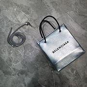 Balenciaga Women's Shopping XXS North South Tote Bag (Tumble Silver) - 1