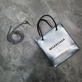 Balenciaga Women's Shopping XXS North South Tote Bag (Tumble Silver)