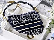 DIOR Saddle Bag Oblique Embroidery (Blue Velvet)   - 3