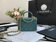 Chanel Mini Messenger Bag in Grained Calfskin (Green)  - 4