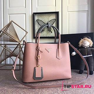 PRADA Medium Saffiano Leather Double Bag (Powder Pink_Black) 1BG775_2A4A_F0UDW_V_OOO  - 1