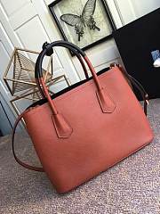 PRADA Medium Saffiano Leather Double Bag (Red_ Sandal Wood) 1BG775  - 5