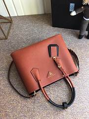 PRADA Medium Saffiano Leather Double Bag (Red_ Sandal Wood) 1BG775  - 2