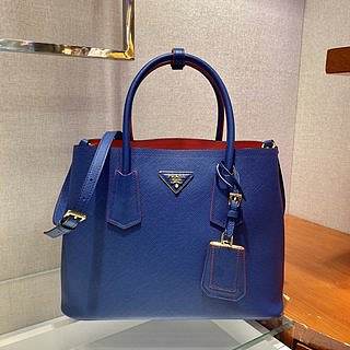 PRADA Medium Saffiano Leather Double Bag (Bright Blue_Fiery Red) 1BG775_2A4A_F0LJ5_V_OOO
