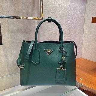 PRADA Medium Saffiano Leather Double Bag (Green) 1BG775 