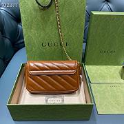 GUCCI GG Marmont Matelassé Super Mini Bag (Brown Leather) 476433 0OLFT 2535  - 3