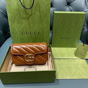 GUCCI GG Marmont Matelassé Super Mini Bag (Brown Leather) 476433 0OLFT 2535 