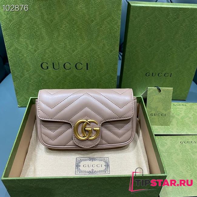 GUCCI GG Marmont Matelassé Super Mini Bag (Dusty Pink Matelassé Chevron) 476433 DTDCT 5729  - 1