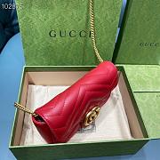GUCCI GG Marmont Matelassé Super Mini Bag (Hibiscus Red Matelassé Chevron) 476433 DTDCT 6433  - 5