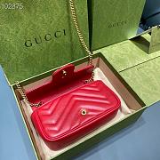 GUCCI GG Marmont Matelassé Super Mini Bag (Hibiscus Red Matelassé Chevron) 476433 DTDCT 6433  - 4