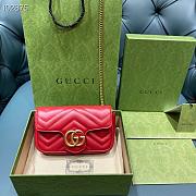 GUCCI GG Marmont Matelassé Super Mini Bag (Hibiscus Red Matelassé Chevron) 476433 DTDCT 6433  - 1
