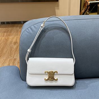 Celine Triomphe Shoulder Bag In Shiny Calfskin (White) 