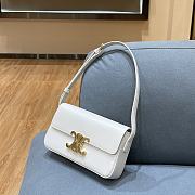 Celine Triomphe Shoulder Bag In Shiny Calfskin (White)  - 4