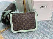 Celine Medium Triomphe Bag In Triomphe Canvas And Calfskin (Light Green)  - 6