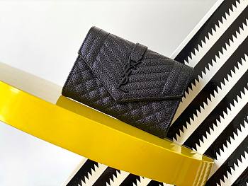 YSL Envelope Small Bag In Mix Matelassé Grain De Poudre Embossed Leather (Black_Black) 