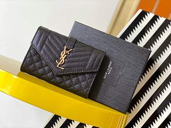 YSL Envelope Small Bag In Mix Matelassé Grain De Poudre Embossed Leather (Black_Golden) 