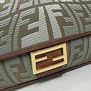 FENDI Baguette Embroidered Green Canvas Bag 8BR600AFL9F1E8S - 4