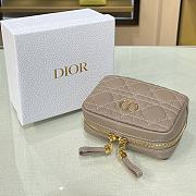 DIOR Small Caro Zipped Pouch Cannage Lambskin (Beige)  - 5
