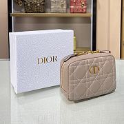 DIOR Small Caro Zipped Pouch Cannage Lambskin (Beige)  - 3