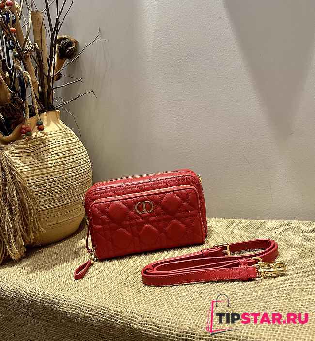 Dior Caro Double Pouch (Red)  - 1