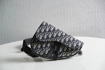  DIOR Mini Saddle Bag Dior Oblique Jacquard (Beige and Black) ADPO191YKY_H27E 